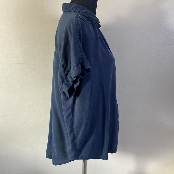 Style & Co Relaxed Fit Navy Blue Button Down Shirt Short Cuffed Sleeves Sz XL - Picture 4 of 6